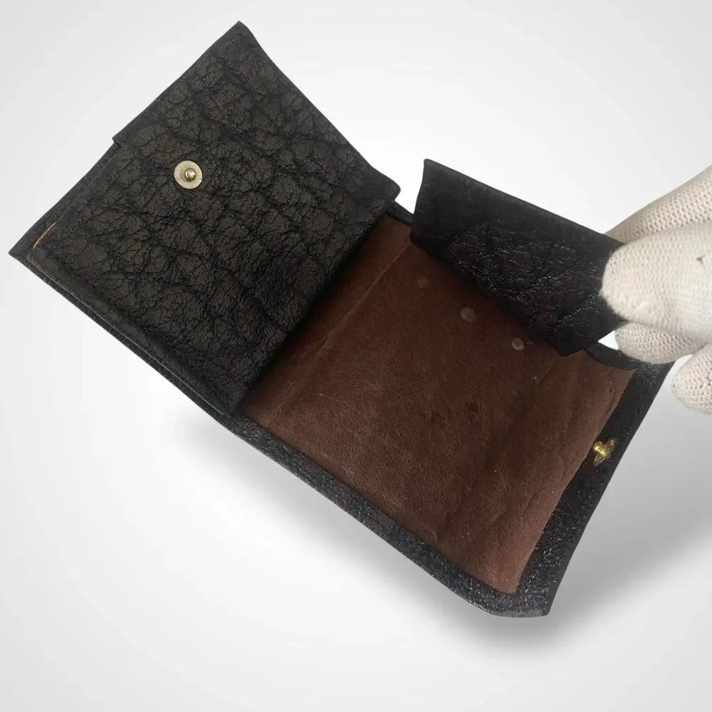 Justin Rhino Water Buffalo Key Holder Wallet Brown Leather Vintage Handmade